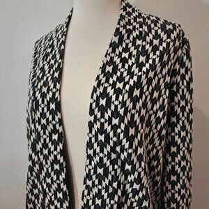 Houndstooth Ivory and Black Open Cardigan